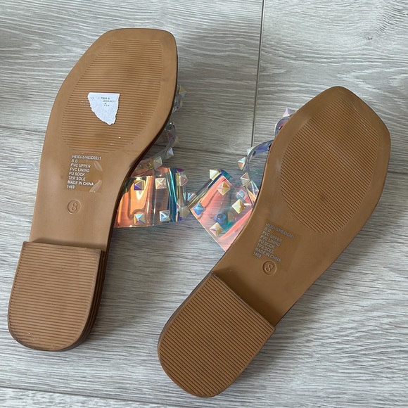 MADDEN GIRL New!! Heidi Holographic Studded Slip on Flats Sandals—Size 8– - Picture 7 of 7